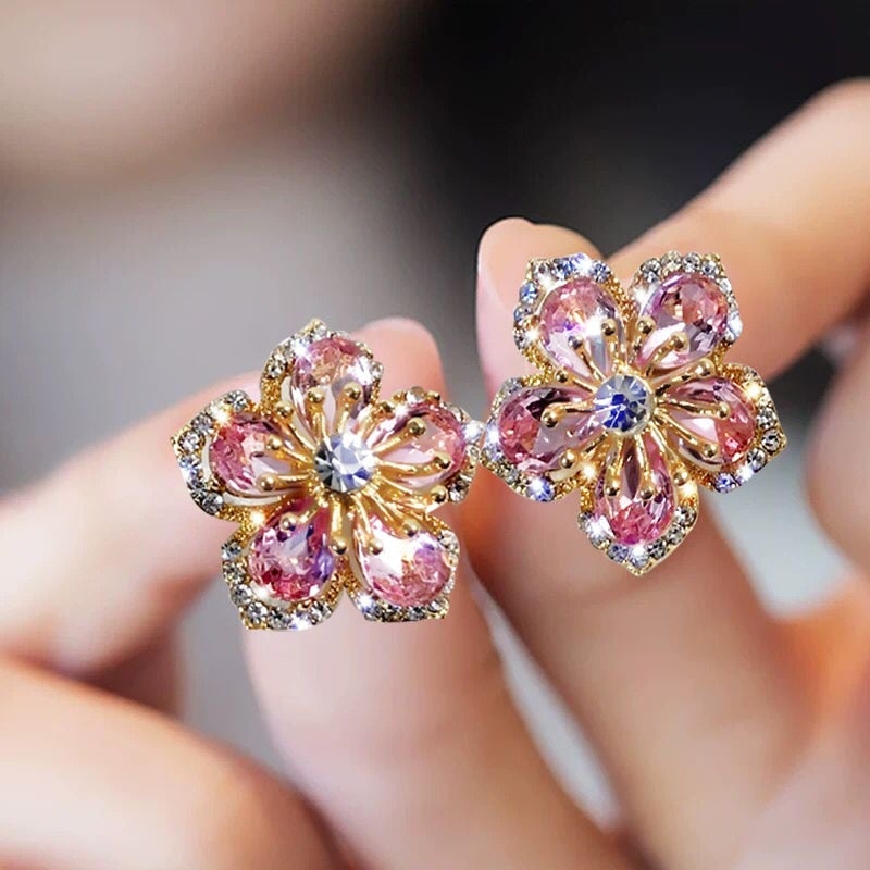 Boucles d'oreilles en argent sterling avec zircones multicolores