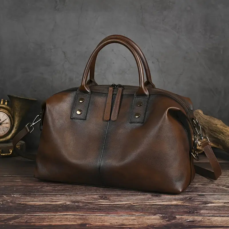 Sac à main vintage en cuir marron pour femme