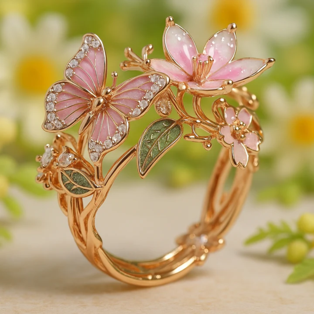 Bague Nature Bright Butterfly en zircone