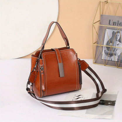 Sac fourre-tout à bandoulière en cuir véritable pour femme
