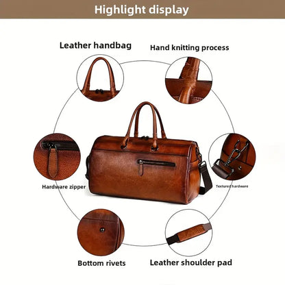 Sac bandoulière rétro en cuir véritable pour femme