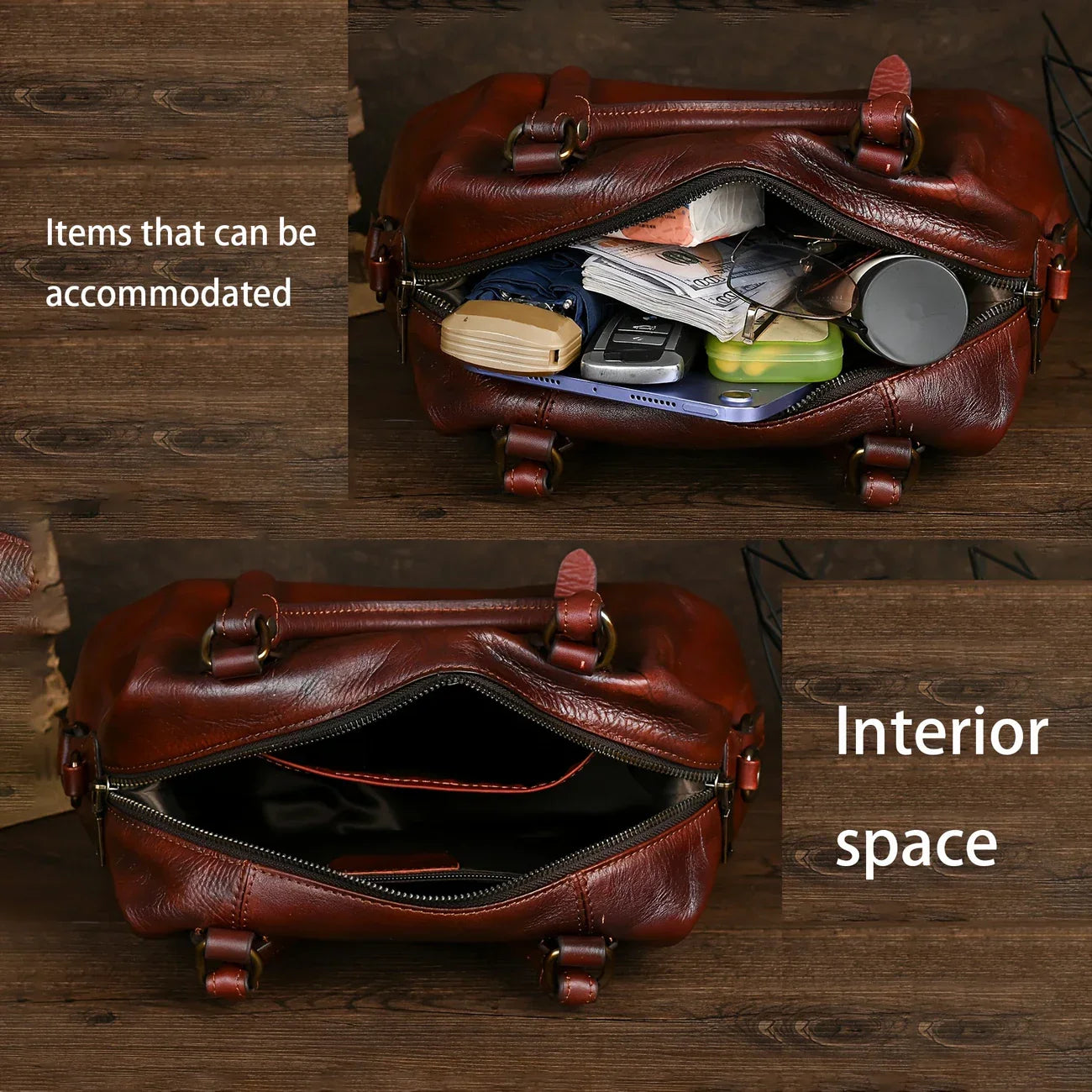 Sac vintage en cuir marron