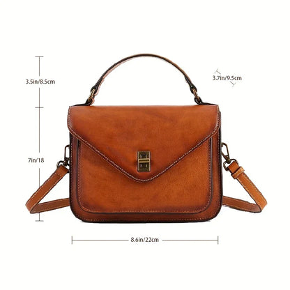 Sac bandoulière rétro en cuir véritable pour femme