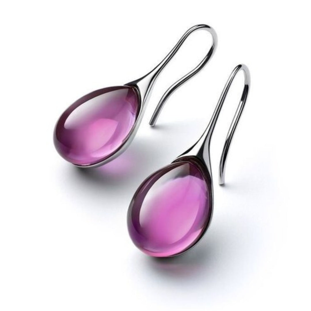 Boucles d'oreilles pendantes en cristal en or et argent
