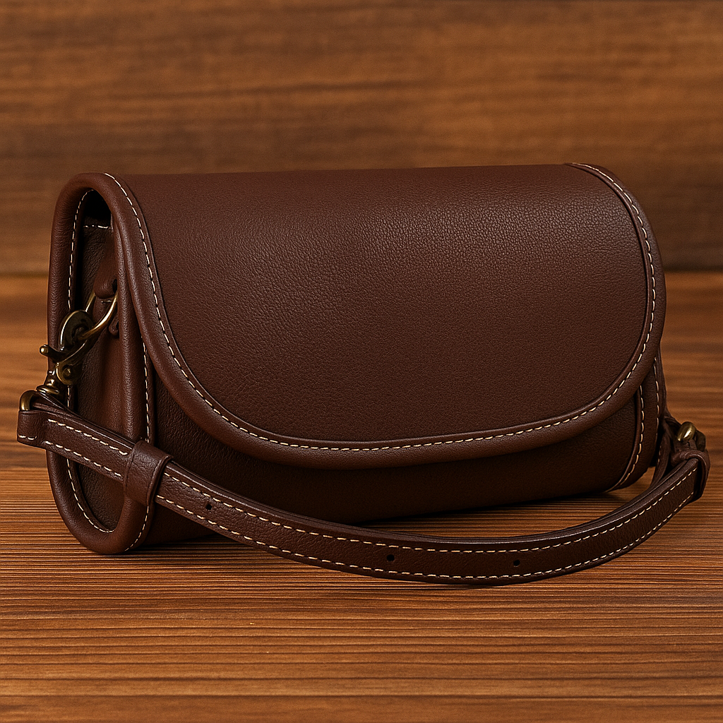 Sac bandoulière en cuir véritable de style vintage pour femme