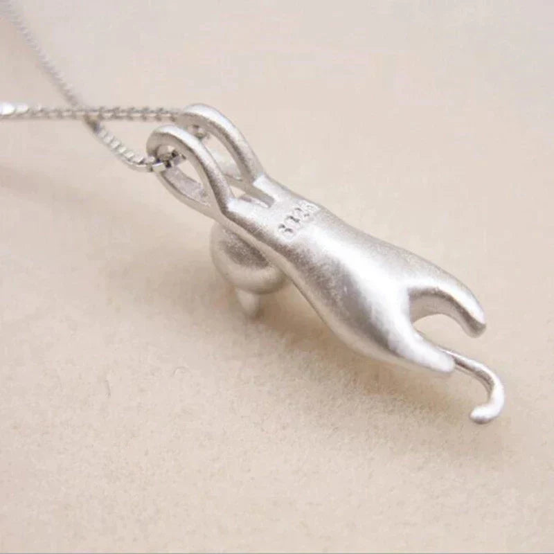 Collier chaton ludique en argent sterling 925 