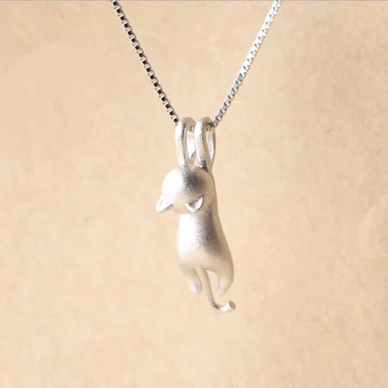 Collier chaton ludique en argent sterling 925 