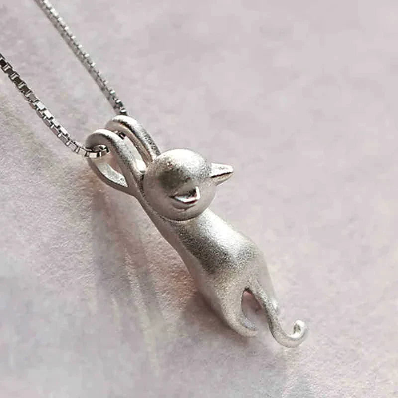 Collier chaton ludique en argent sterling 925 