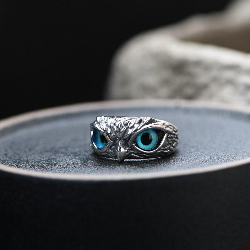 Bague ajustable Hibou porte-bonheur en argent et opale 
