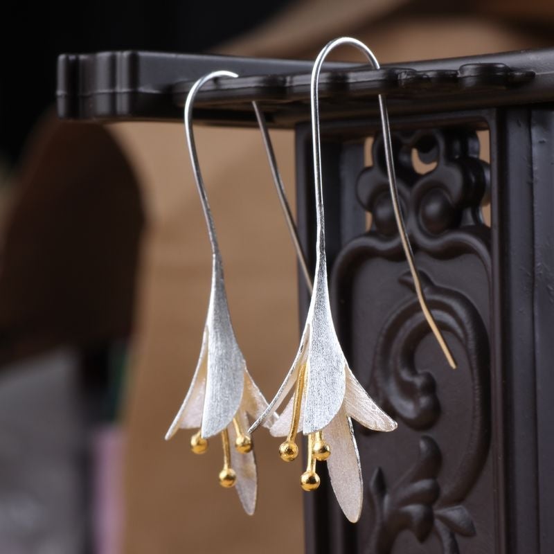Boucles d'oreilles fleur en argent 