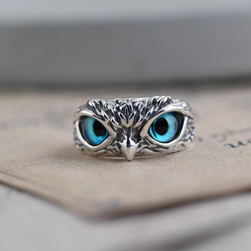 Bague ajustable Hibou porte-bonheur en argent et opale 