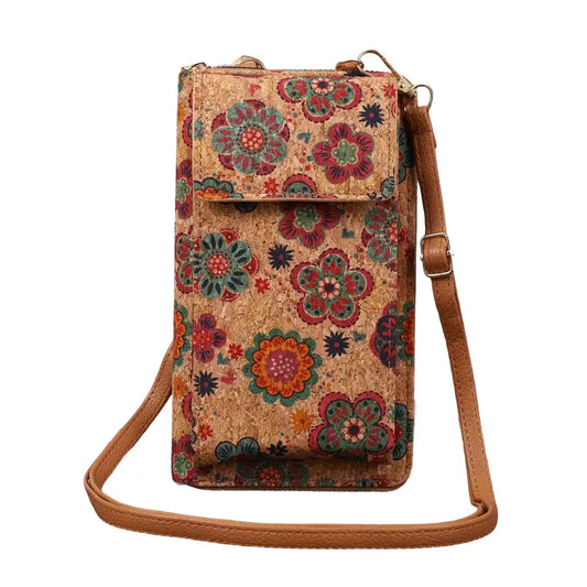 Portefeuille à bandoulière fleuri Lila Boho