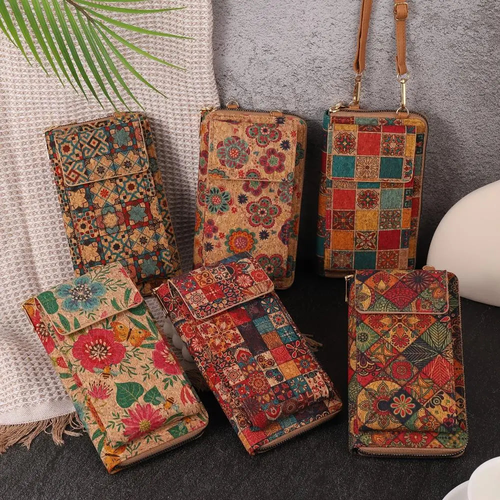 Portefeuille à bandoulière fleuri Lila Boho