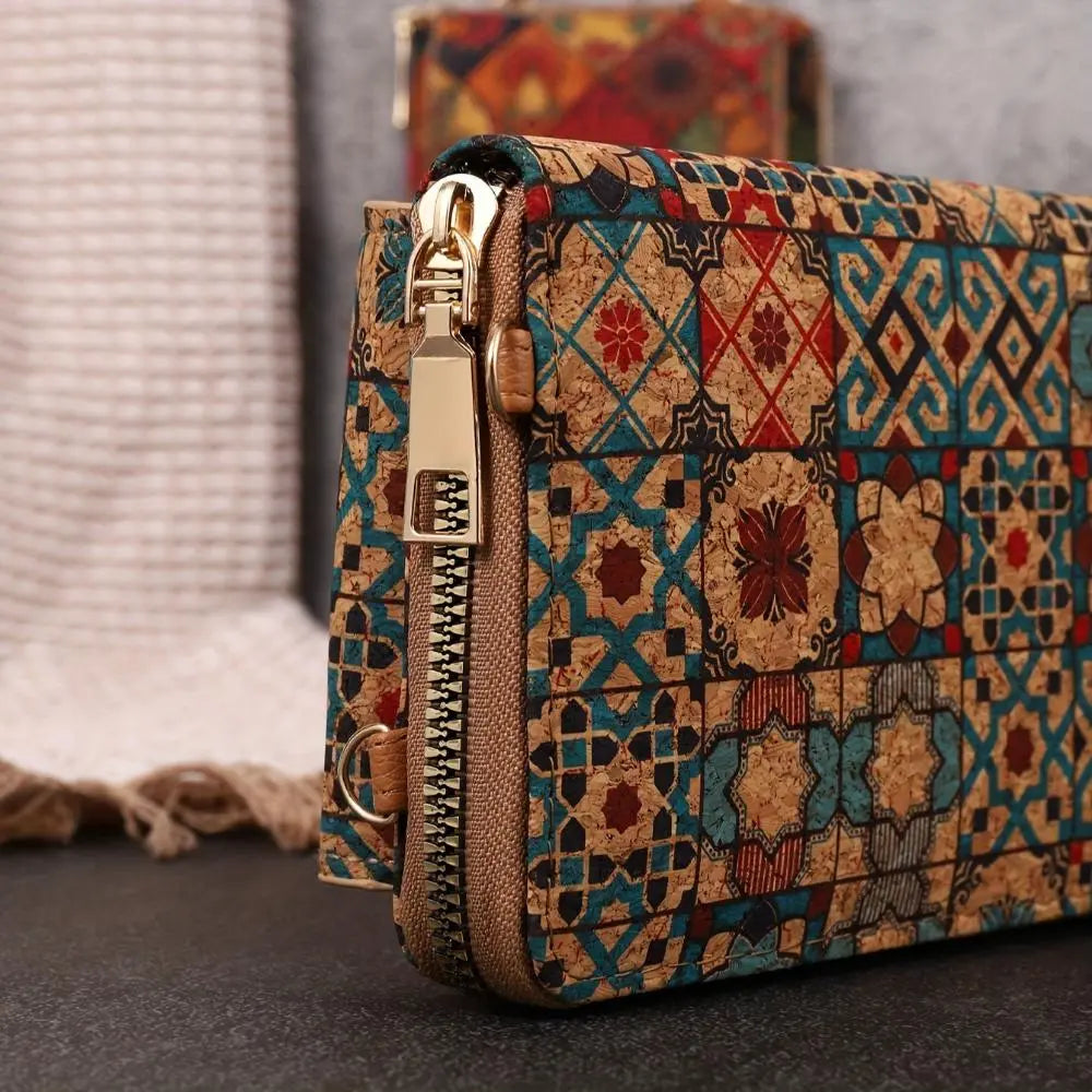 Portefeuille à bandoulière fleuri Lila Boho