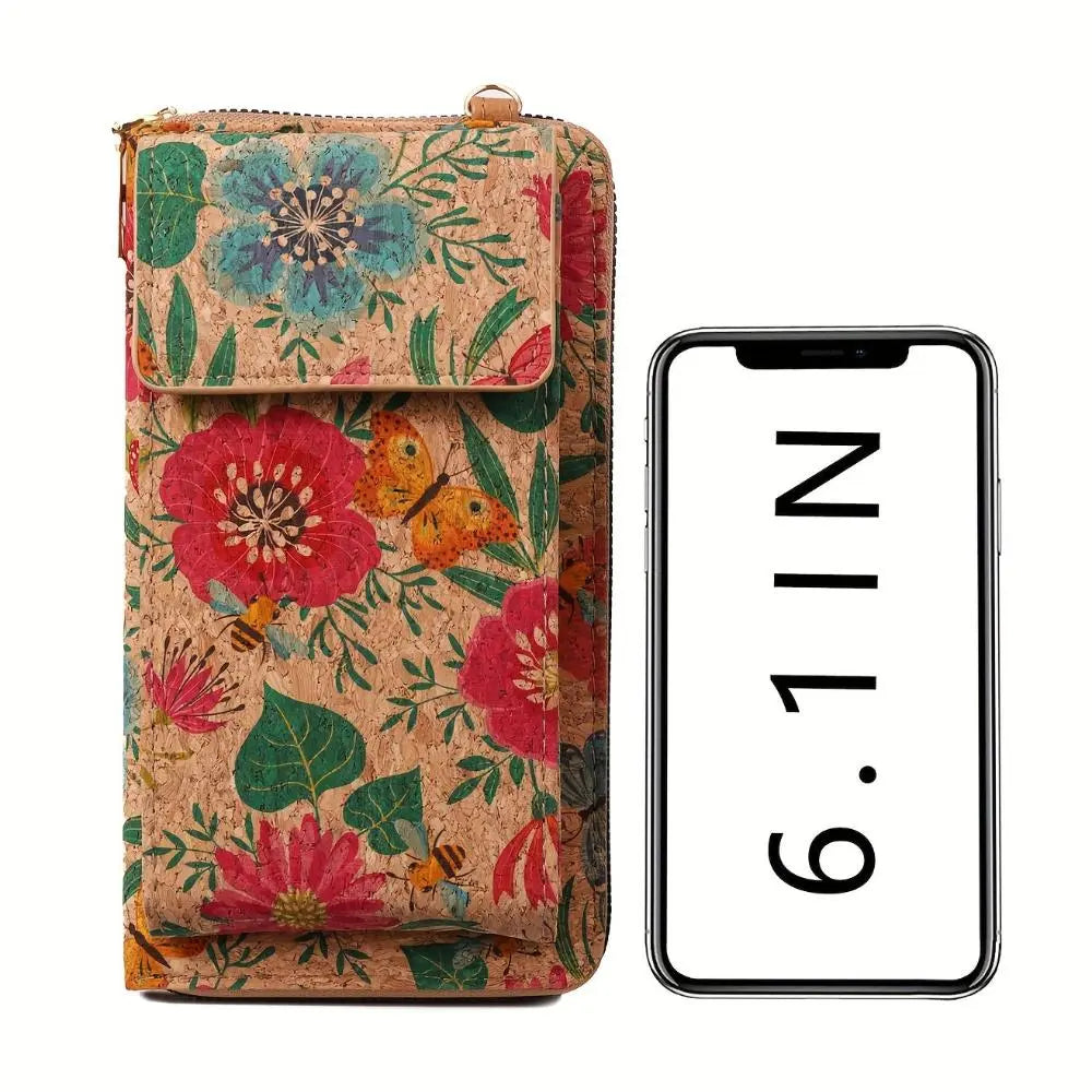 Portefeuille à bandoulière fleuri Lila Boho