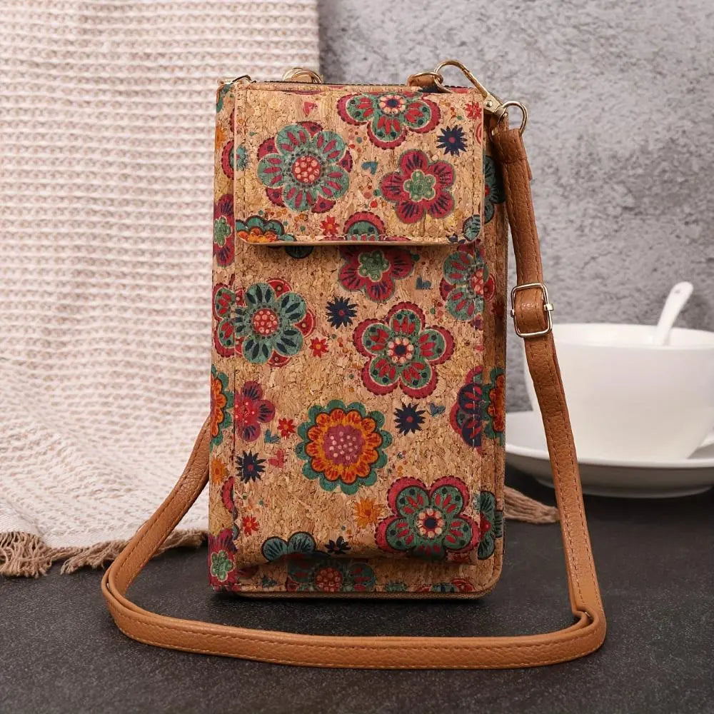 Portefeuille à bandoulière fleuri Lila Boho