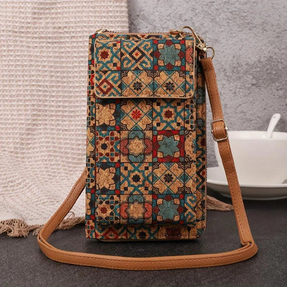 Portefeuille à bandoulière fleuri Lila Boho