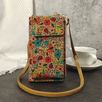 Portefeuille à bandoulière fleuri Lila Boho