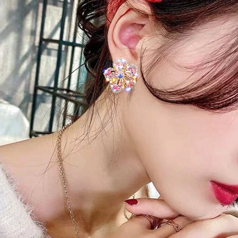Boucles d'oreilles en argent sterling avec zircones multicolores 