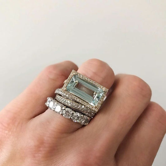 Ensemble de bagues vintage en argent et verre turquoise 