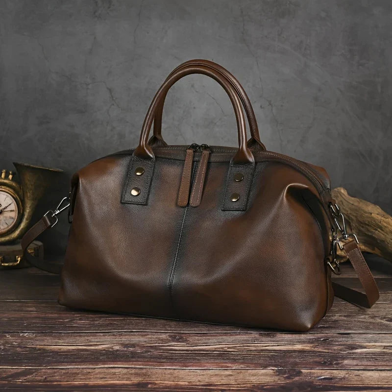 Sac à main vintage en cuir véritable pour femme