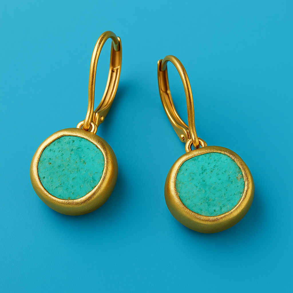 Boucles d'oreilles en or avec pierre turquoise 