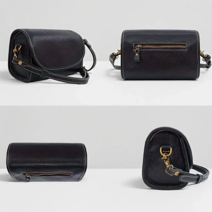 Sac bandoulière en cuir véritable de style vintage pour femme