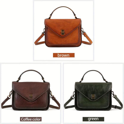 Sac bandoulière rétro en cuir véritable pour femme