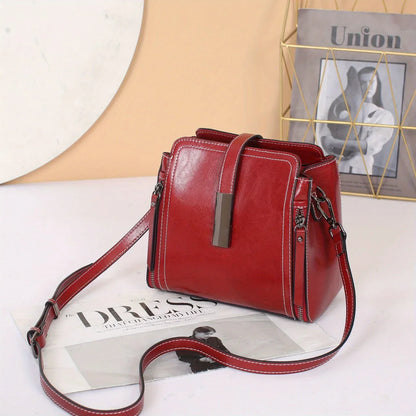 Sac fourre-tout à bandoulière en cuir véritable pour femme