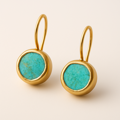 Boucles d'oreilles en or avec pierre turquoise 