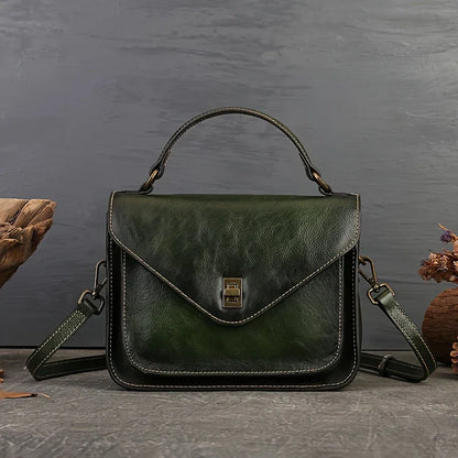 Sac bandoulière rétro en cuir véritable pour femme