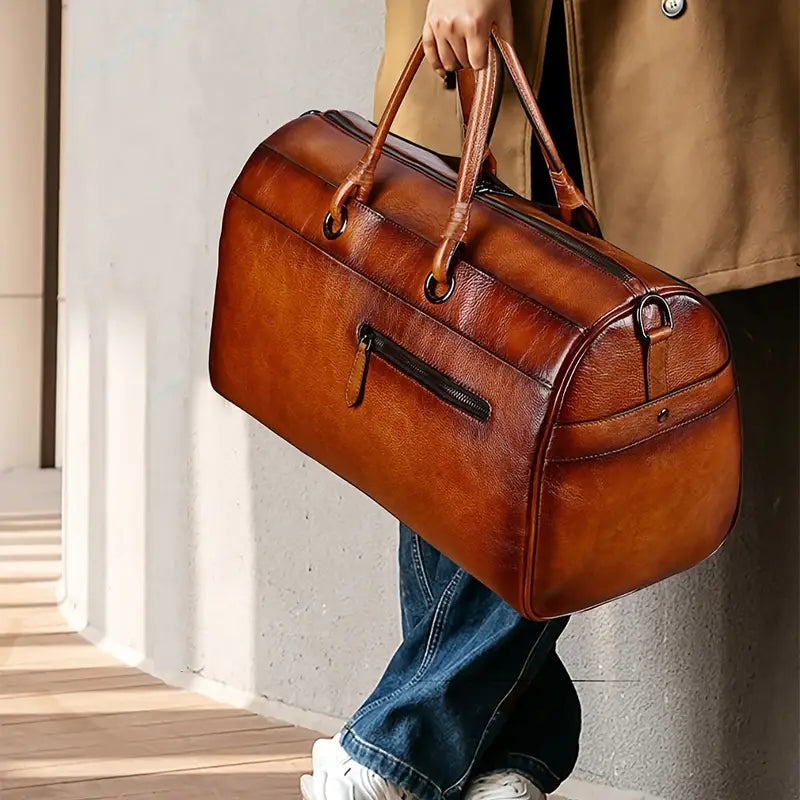 Sac bandoulière rétro en cuir véritable pour femme