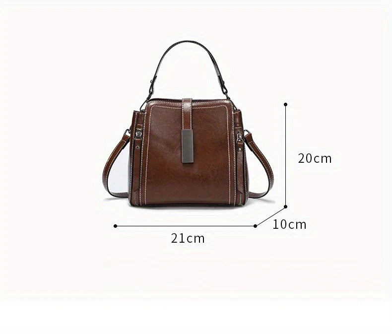 Sac fourre-tout à bandoulière en cuir véritable pour femme