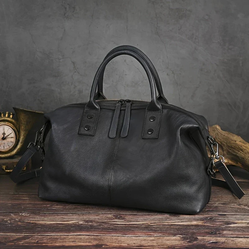 Sac à main vintage en cuir véritable pour femme