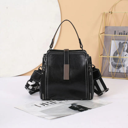 Sac fourre-tout à bandoulière en cuir véritable pour femme