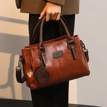 Sac Boston rétro en cuir véritable à la mode