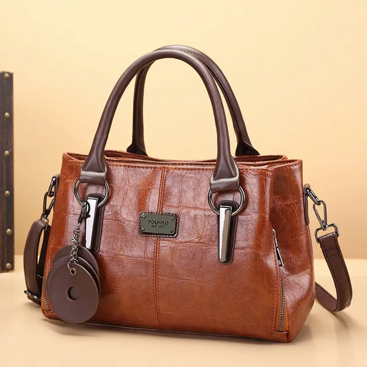 Sac Boston rétro en cuir véritable à la mode