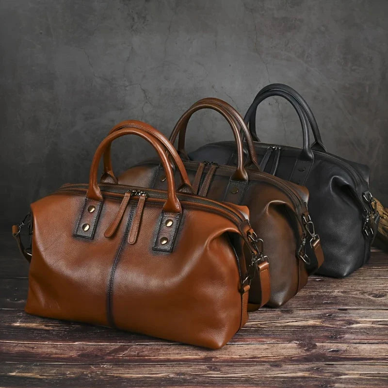 Sac à main vintage en cuir véritable pour femme