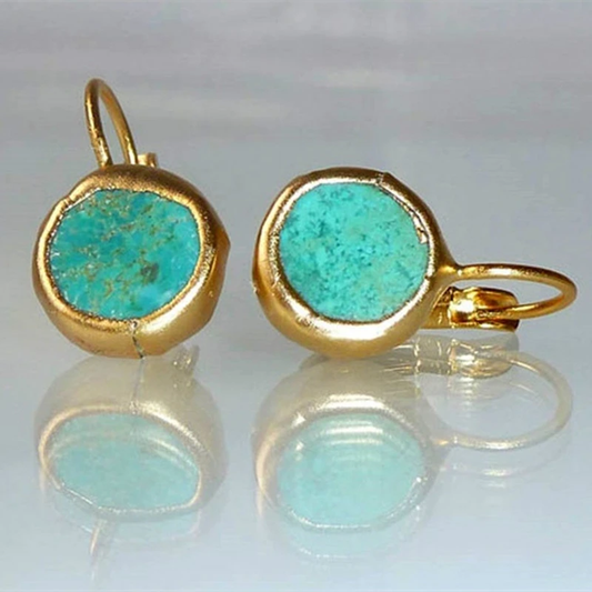 Boucles d'oreilles en or avec pierre turquoise 