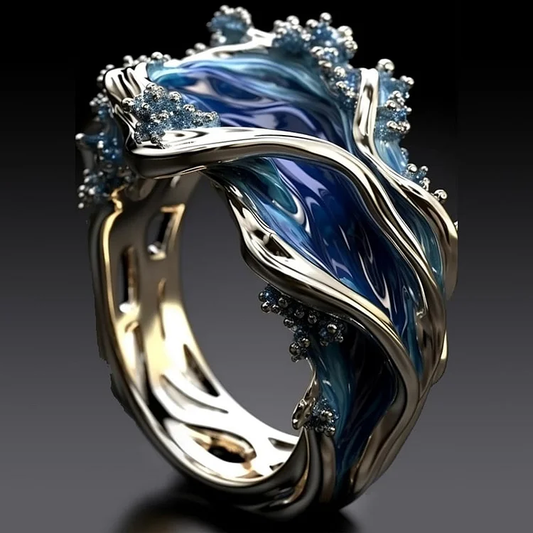 Bague ondulée vintage dorée océan 