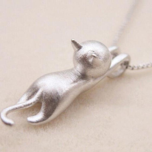 Collier chaton ludique en argent sterling 925 